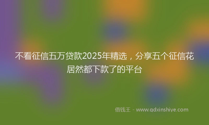 不看征信五万贷款2025年精选,分享五个征信花居然都下款了的平台