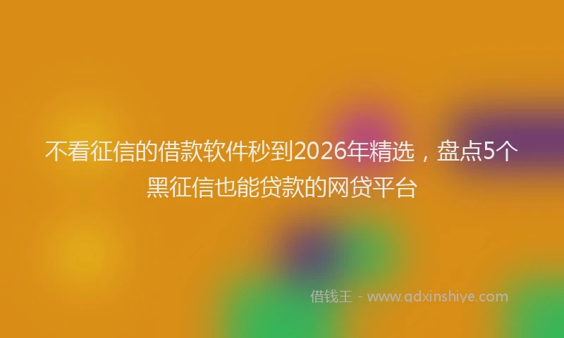 不看征信的借款软件秒到2026年精选,盘点5个黑征信也能贷款的网贷平台