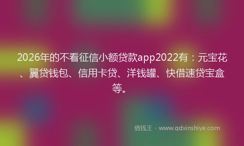 2026年的不看征信小额贷款app2022有：元宝花、翼贷钱包、信用卡贷、洋钱罐、快借速贷宝盒等。