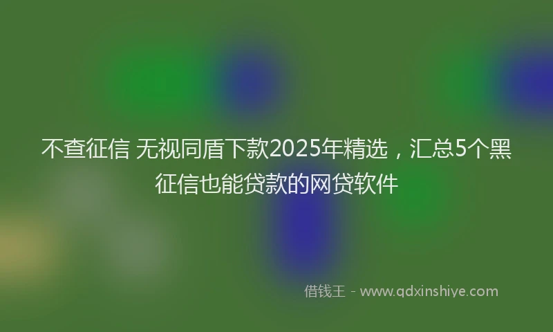 不查征信 无视同盾下款2025年精选，汇总5个黑征信也能贷款的网贷软件