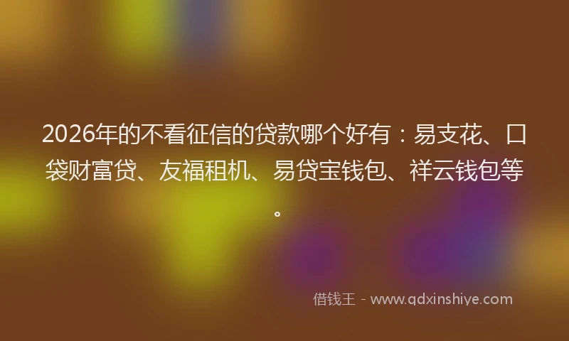 2026年的不看征信的贷款哪个好有：易支花、口袋财富贷、友福租机、易贷宝钱包、祥云钱包等。