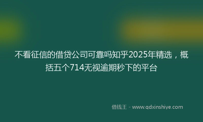 不看征信的借贷公司可靠吗知乎2025年精选，概括五个714无视逾期秒下的平台