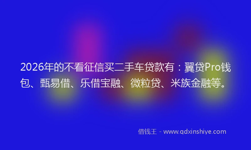 2026年的不看征信买二手车贷款有:翼贷Pro钱包、甄易借、乐借宝融、微粒贷、米族金融等。