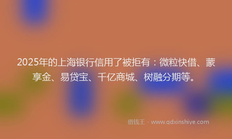 2025年的上海银行信用了被拒有：微粒快借、蒙享金、易贷宝、千亿商城、树融分期等。