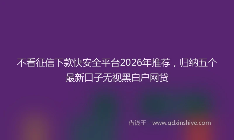 不看征信下款快安全平台2026年推荐，归纳五个最新口子无视黑白户网贷