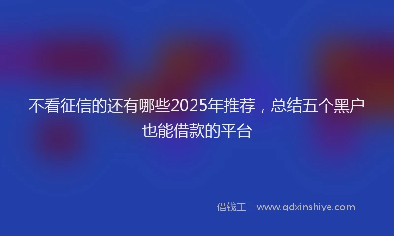 不看征信的还有哪些2025年推荐，总结五个黑户也能借款的平台