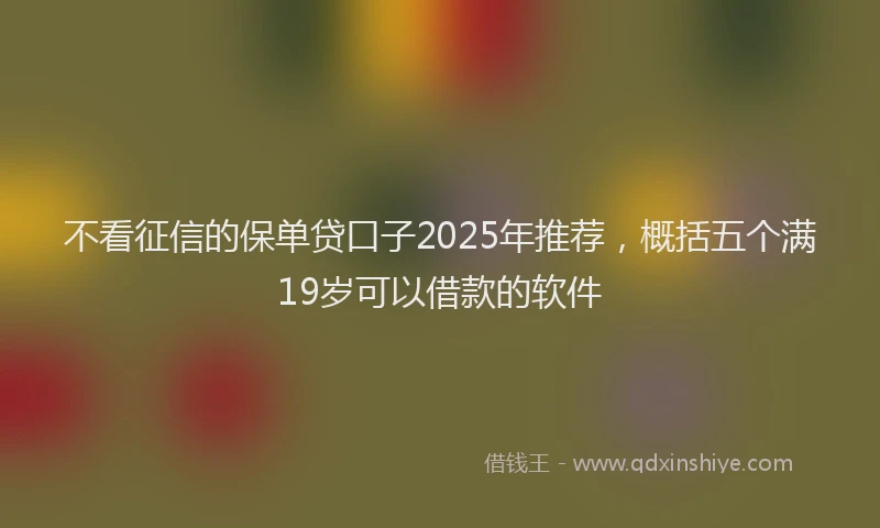 不看征信的保单贷口子2025年推荐，概括五个满19岁可以借款的软件