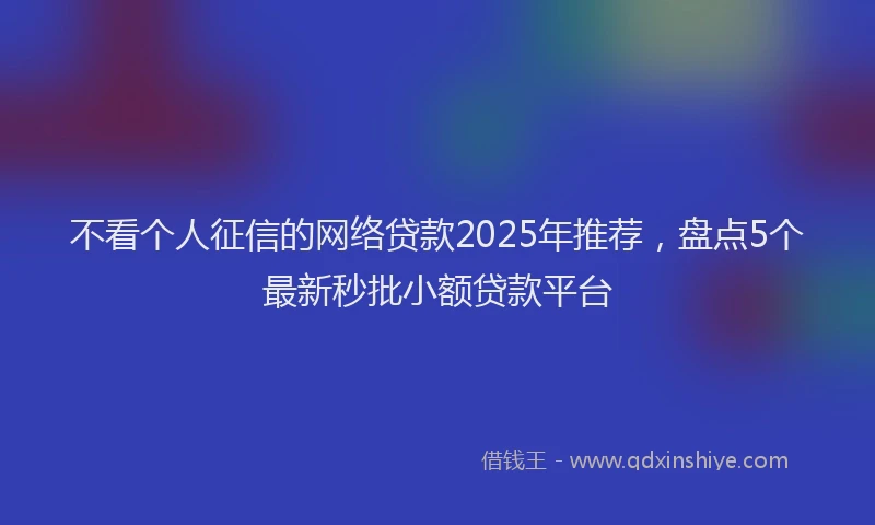 不看个人征信的网络贷款2025年推荐，盘点5个最新秒批小额贷款平台