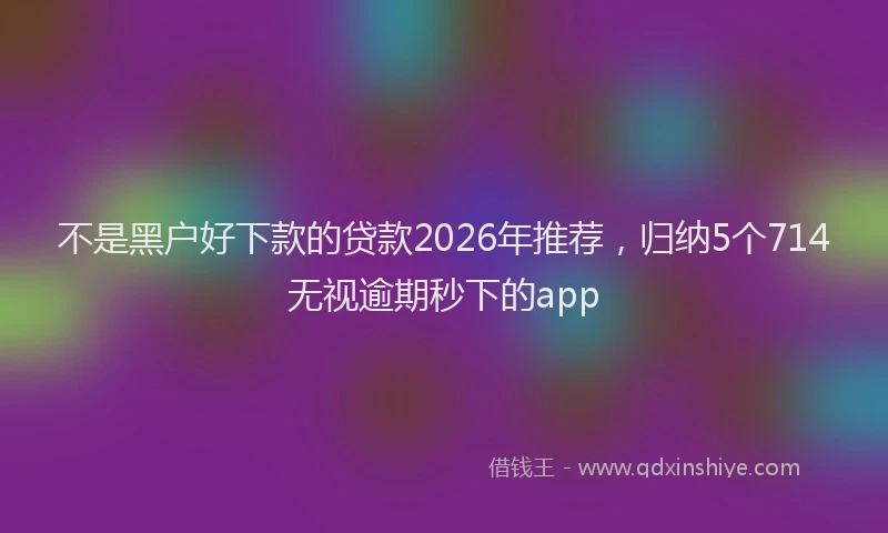 不是黑户好下款的贷款2026年推荐，归纳5个714无视逾期秒下的app