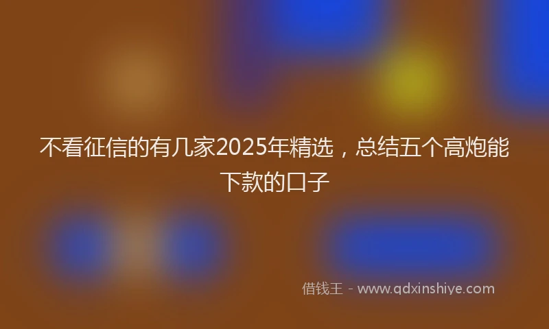 不看征信的有几家2025年精选，总结五个高炮能下款的口子