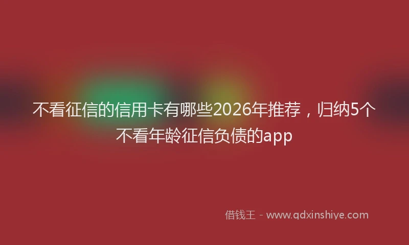不看征信的信用卡有哪些2026年推荐，归纳5个不看年龄征信负债的app