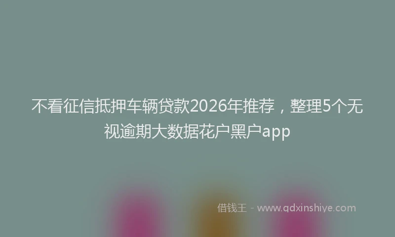 不看征信抵押车辆贷款2026年推荐，整理5个无视逾期大数据花户黑户app