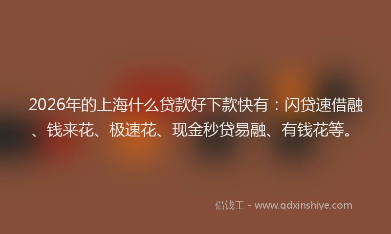 2026年的上海什么贷款好下款快有：闪贷速借融、钱来花、极速花、现金秒贷易融、有钱花等。