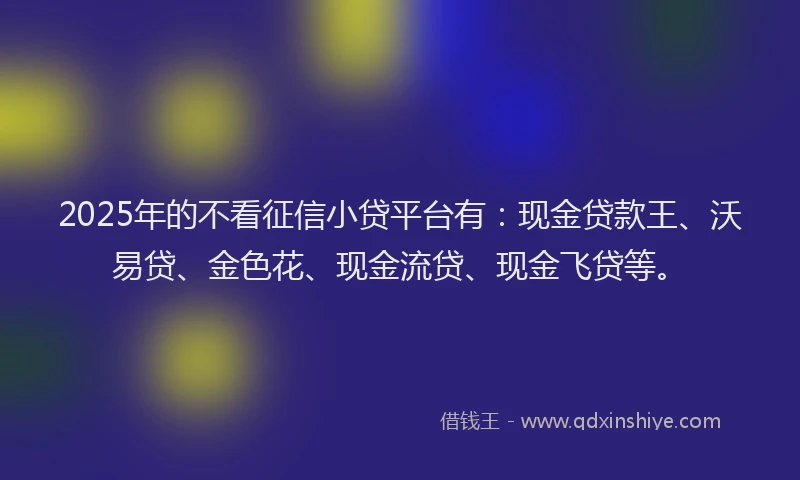 2025年的不看征信小贷平台有：现金贷款王、沃易贷、金色花、现金流贷、现金飞贷等。