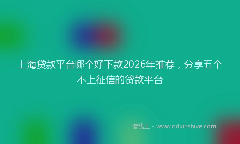 上海贷款平台哪个好下款2026年推荐，分享五个不上征信的贷款平台