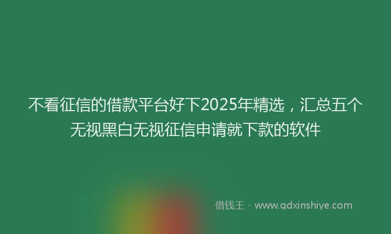 不看征信的借款平台好下2025年精选，汇总五个无视黑白无视征信申请就下款的软件
