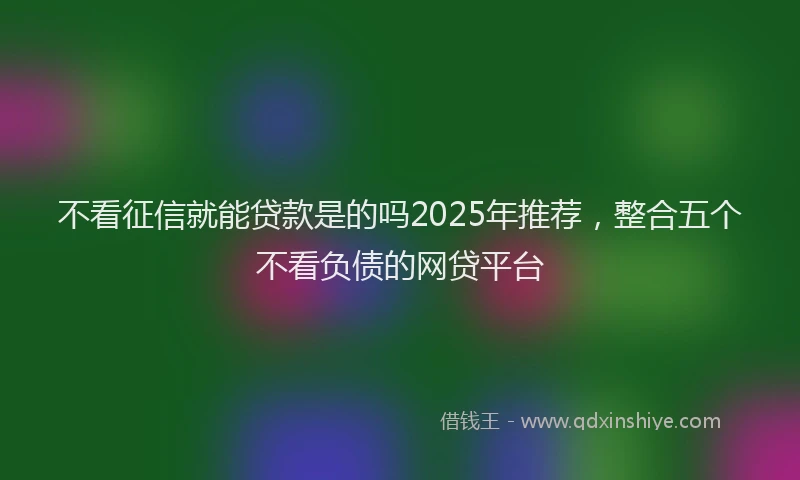 不看征信就能贷款是的吗2025年推荐，整合五个不看负债的网贷平台