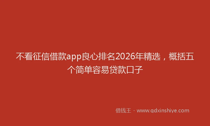 不看征信借款app良心排名2026年精选，概括五个简单容易贷款口子