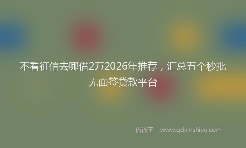 不看征信去哪借2万2026年推荐，汇总五个秒批无面签贷款平台