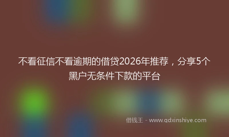 不看征信不看逾期的借贷2026年推荐，分享5个黑户无条件下款的平台