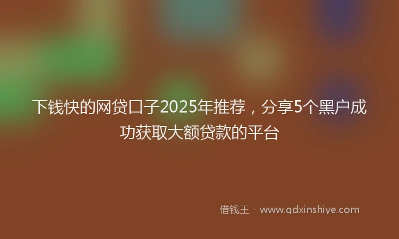 下钱快的网贷口子2025年推荐，分享5个黑户成功获取大额贷款的平台