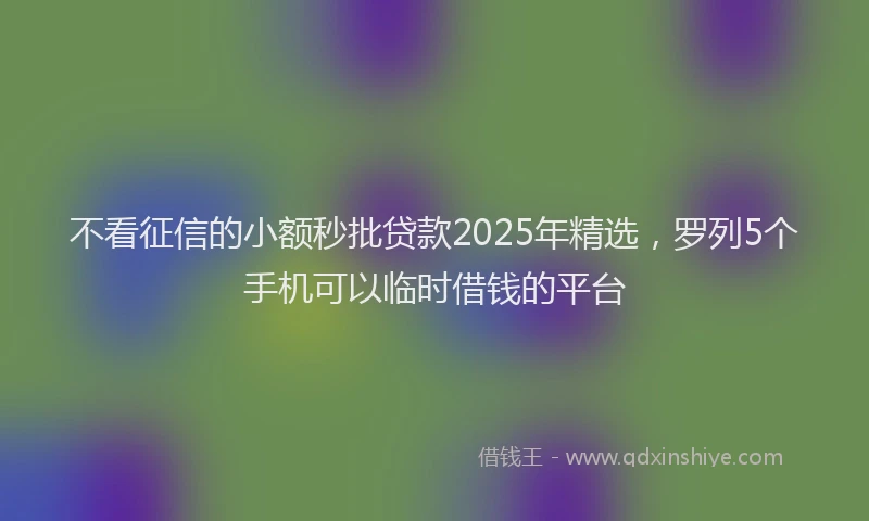 不看征信的小额秒批贷款2025年精选，罗列5个手机可以临时借钱的平台