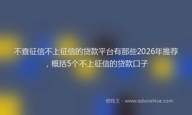 不查征信不上征信的贷款平台有那些2026年推荐，概括5个不上征信的贷款口子