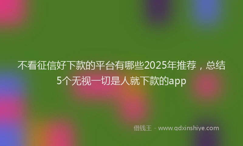 不看征信好下款的平台有哪些2025年推荐,总结5个无视一切是人就下款的app