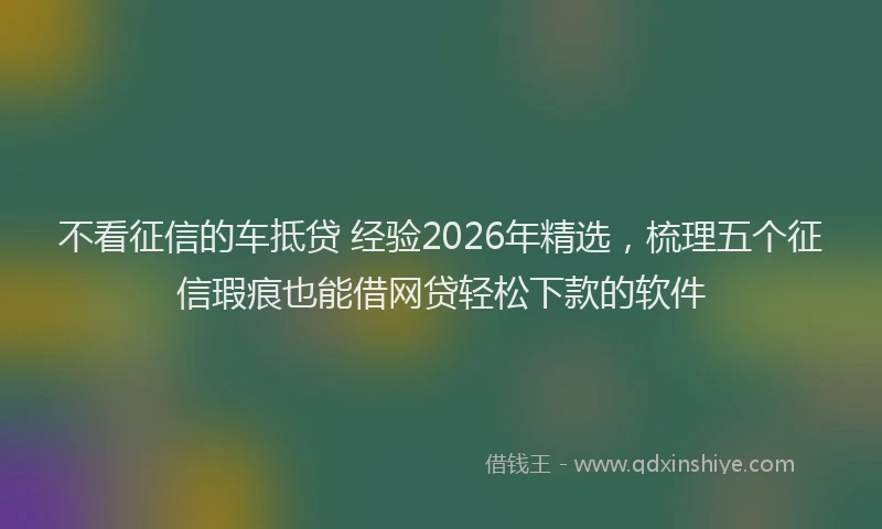 不看征信的车抵贷 经验2026年精选，梳理五个征信瑕疵也能借网贷轻松下款的软件