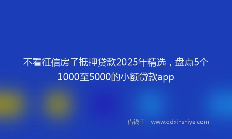 不看征信房子抵押贷款2025年精选，盘点5个1000至5000的小额贷款app