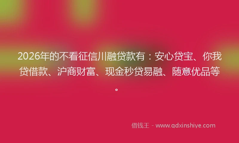 2026年的不看征信川融贷款有:安心贷宝、你我贷借款、沪商财富、现金秒贷易融、随意优品等。
