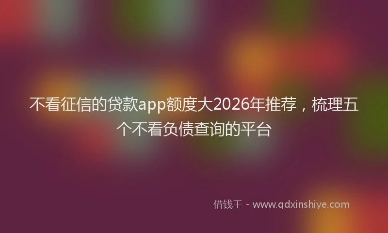 不看征信的贷款app额度大2026年推荐，梳理五个不看负债查询的平台