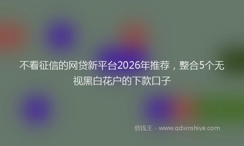 不看征信的网贷新平台2026年推荐，整合5个无视黑白花户的下款口子
