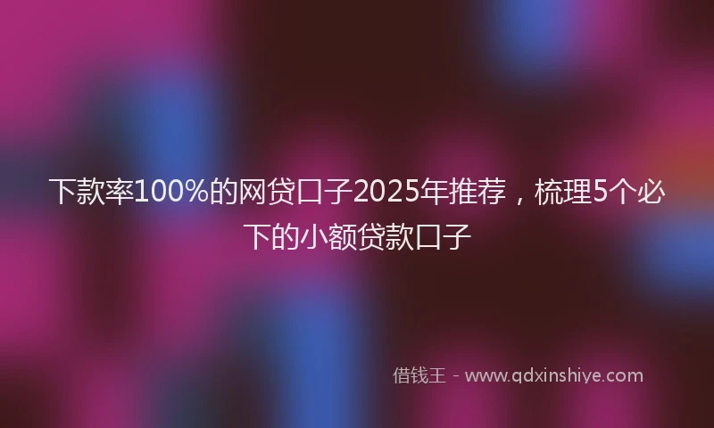 下款率100%的网贷口子2025年推荐，梳理5个必下的小额贷款口子