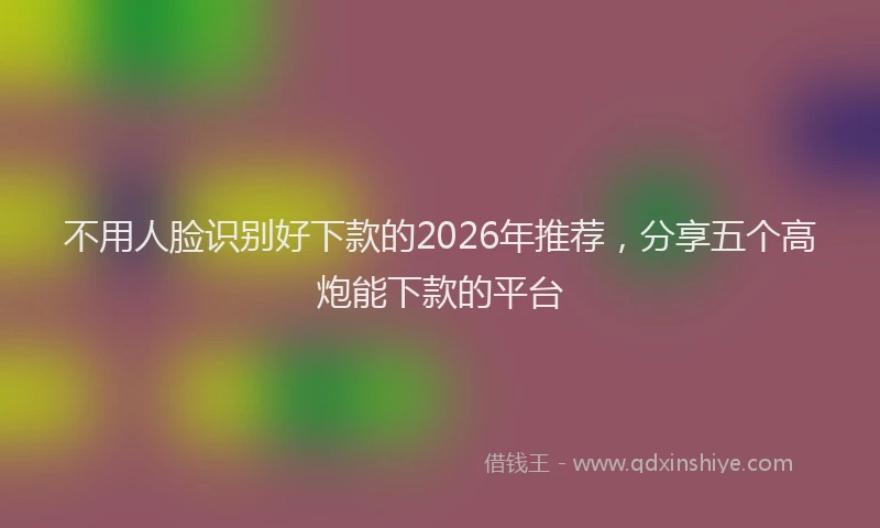 不用人脸识别好下款的2026年推荐，分享五个高炮能下款的平台