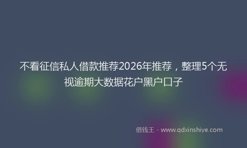 不看征信私人借款推荐2026年推荐，整理5个无视逾期大数据花户黑户口子