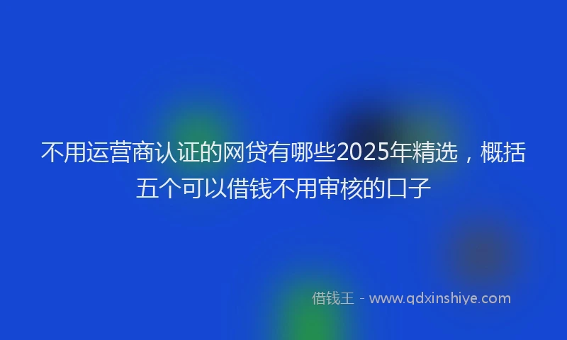 不用运营商认证的网贷有哪些2025年精选,概括五个可以借钱不用审核的口子