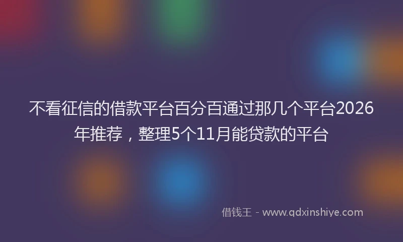 不看征信的借款平台百分百通过那几个平台2026年推荐，整理5个11月能贷款的平台