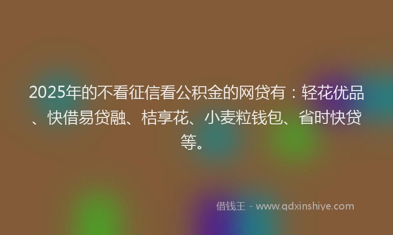 2025年的不看征信看公积金的网贷有：轻花优品、快借易贷融、桔享花、小麦粒钱包、省时快贷等。