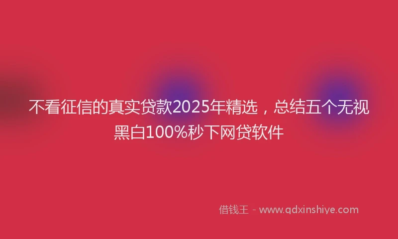不看征信的真实贷款2025年精选，总结五个无视黑白100%秒下网贷软件