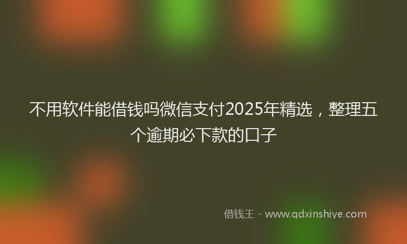 不用软件能借钱吗微信支付2025年精选，整理五个逾期必下款的口子
