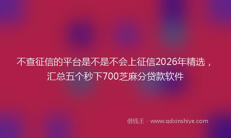 不查征信的平台是不是不会上征信2026年精选，汇总五个秒下700芝麻分贷款软件