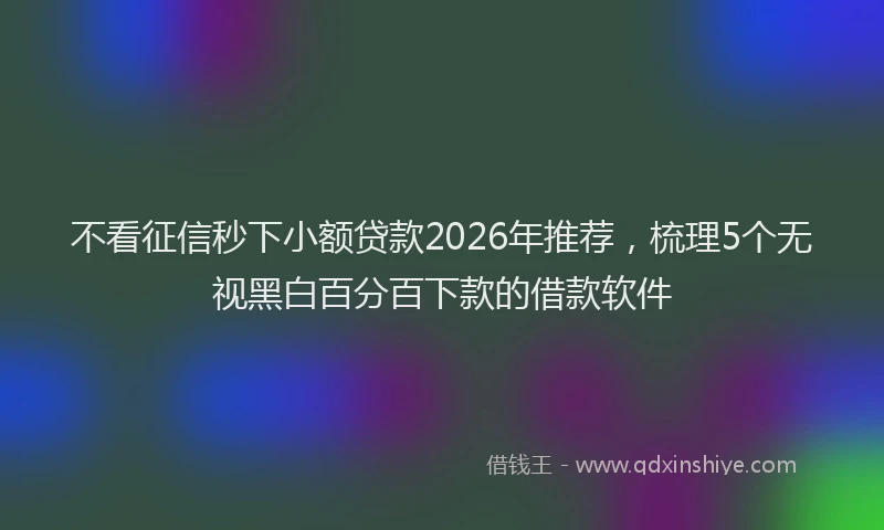 不看征信秒下小额贷款2026年推荐，梳理5个无视黑白百分百下款的借款软件