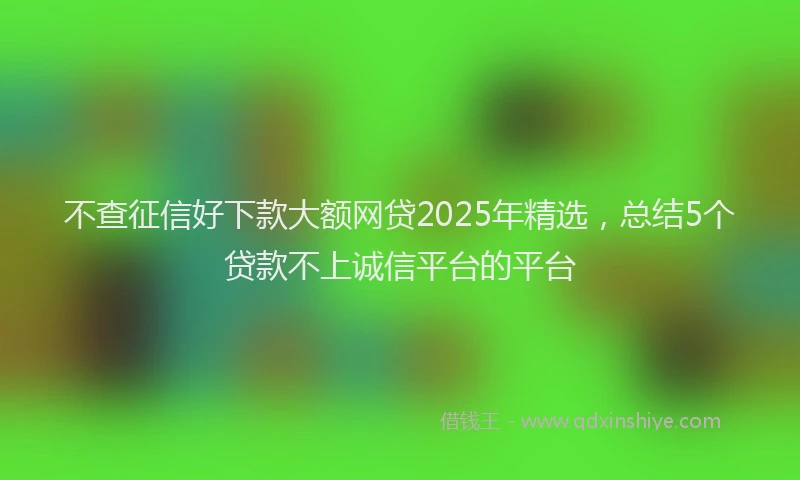不查征信好下款大额网贷2025年精选,总结5个贷款不上诚信平台的平台