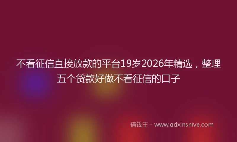 不看征信直接放款的平台19岁2026年精选，整理五个贷款好做不看征信的口子