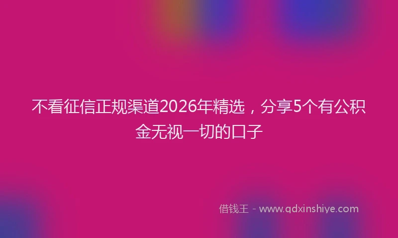 不看征信正规渠道2026年精选，分享5个有公积金无视一切的口子