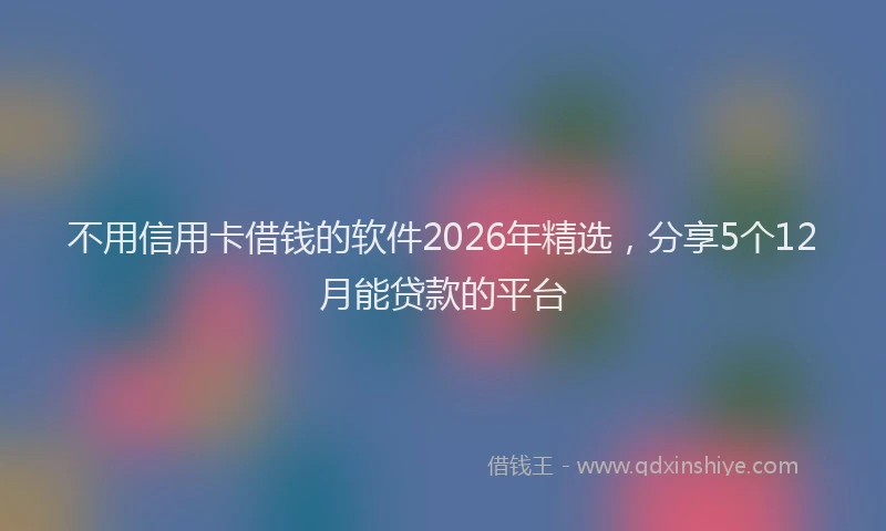 不用信用卡借钱的软件2026年精选，分享5个12月能贷款的平台