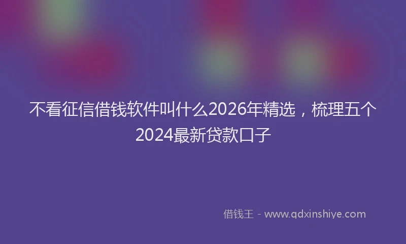 不看征信借钱软件叫什么2026年精选，梳理五个2024最新贷款口子
