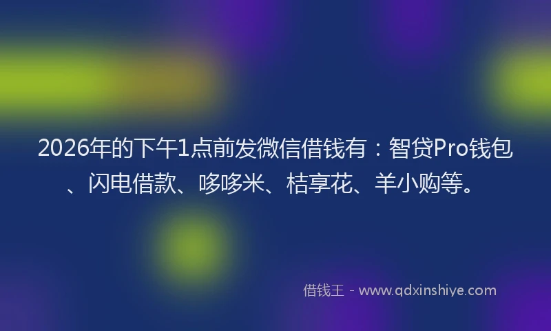 2026年的下午1点前发微信借钱有：智贷Pro钱包、闪电借款、哆哆米、桔享花、羊小购等。
