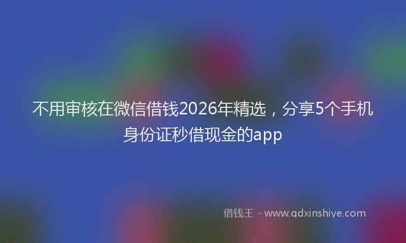 不用审核在微信借钱2026年精选，分享5个手机身份证秒借现金的app